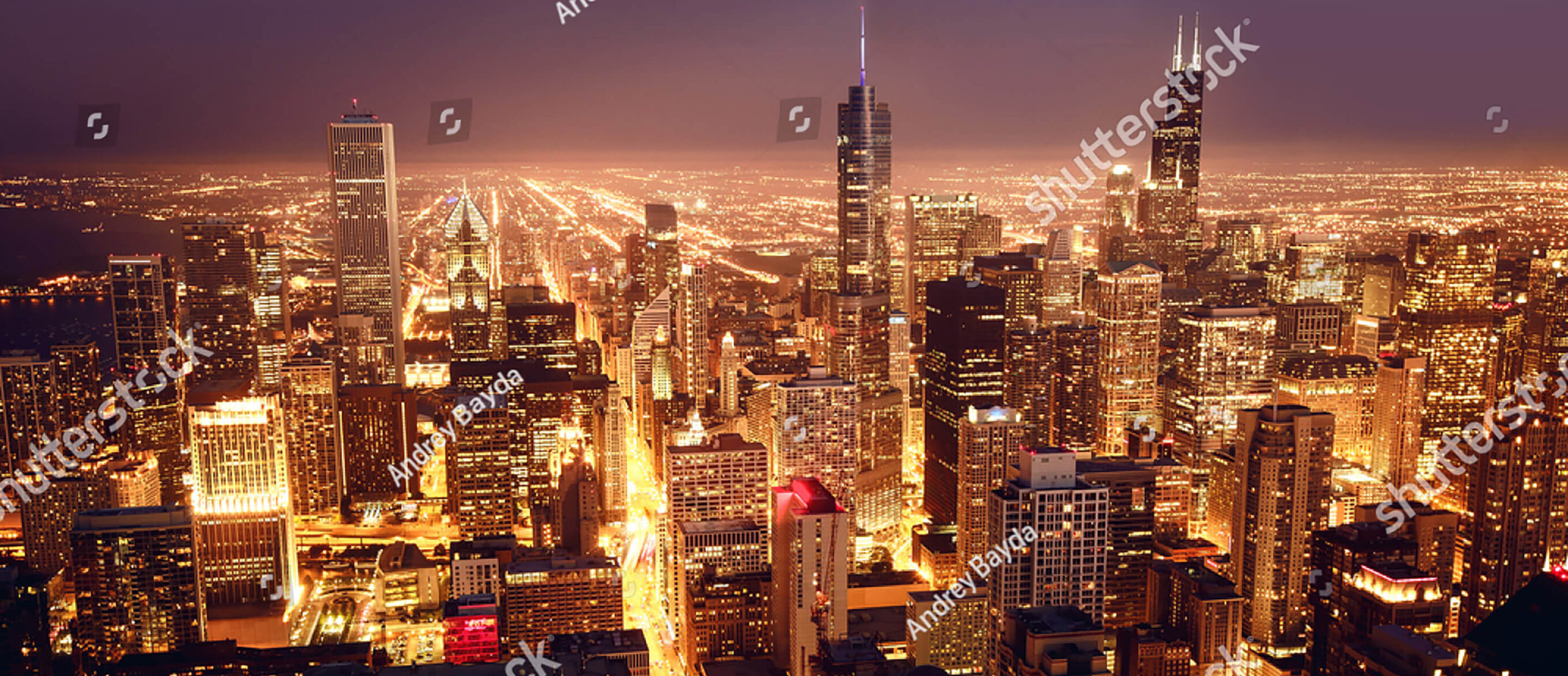 Chicago city lights at night